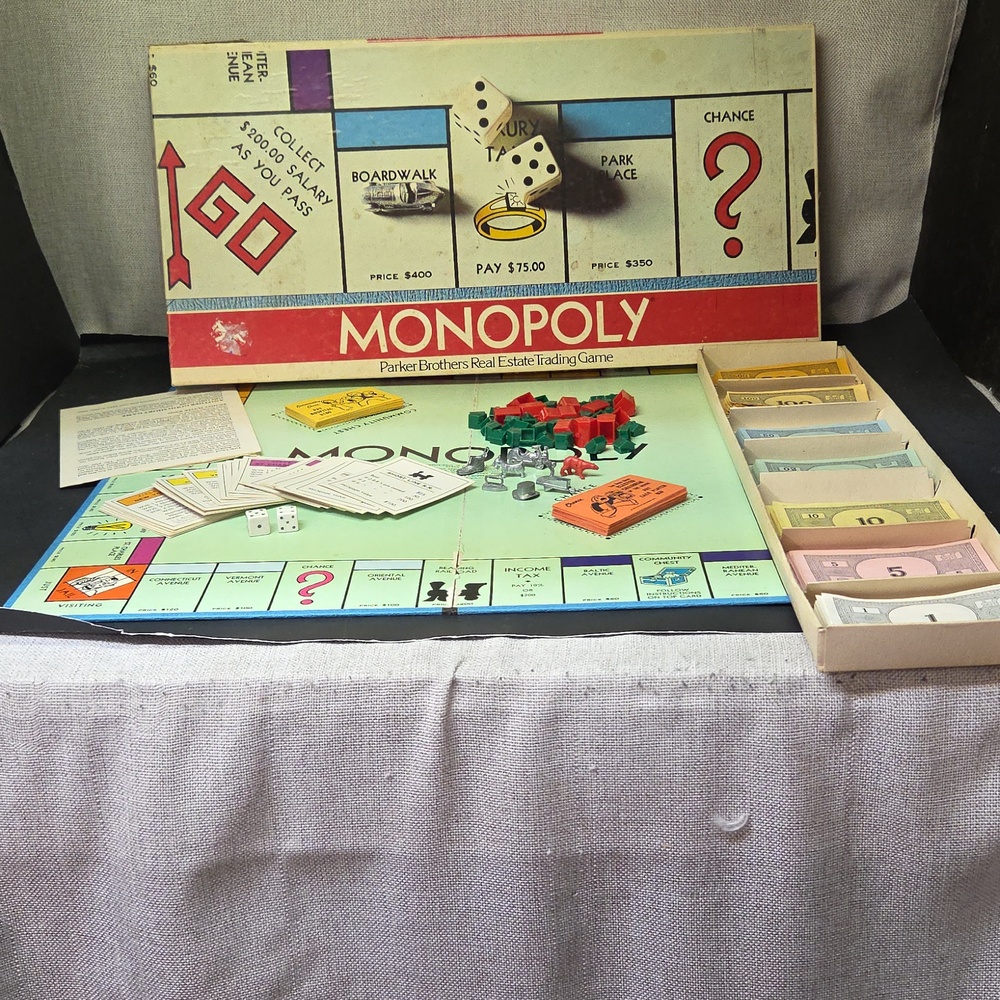 Vintage 1961 Monopoly Board Game No. 9 Parker Brothers Real Estate Game